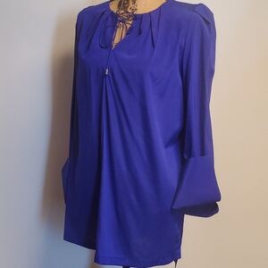 Antonio Melan Periwinkle Blue 95% Silk 5 % Elastane Blend Tunic Blouse Large